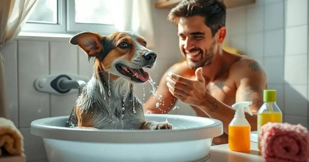 como dar banho em cachorro